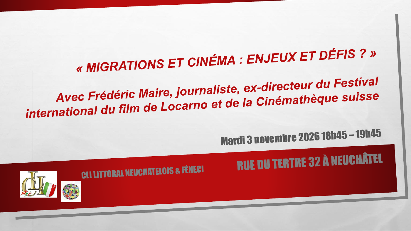Affiche Migrations et cinéma avec Frédéric Maire, 3 novembre 2026